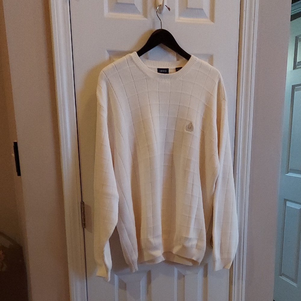 NWOT IZOD 100% Cotton Men's Cable Knit Sweater XL Soft White- Y2k UNWORN!